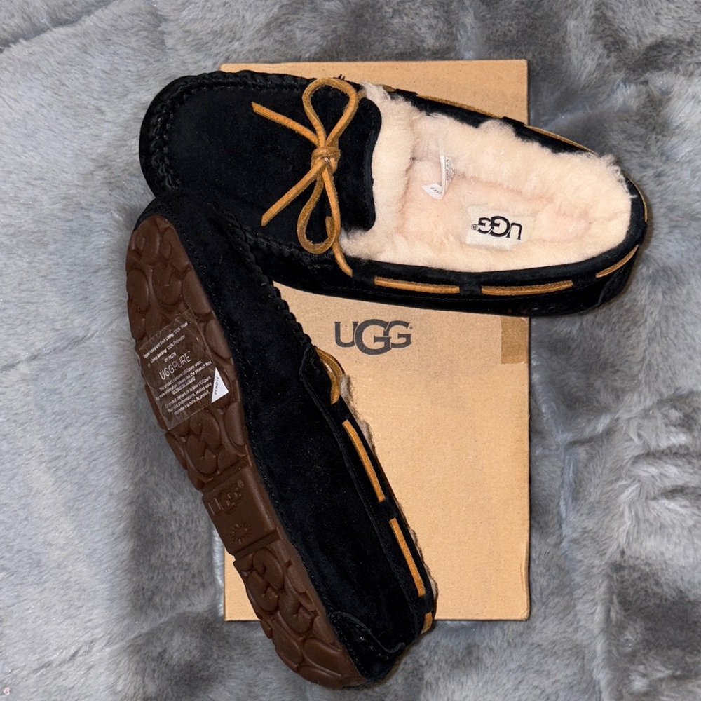 UGG Black and Brown Moccasin Slippers